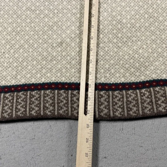 Vintage L.L.Bean Sweater Womens Large Gray Brown Wool Nordic Fair Isle Snowflake - Picture 6 of 8